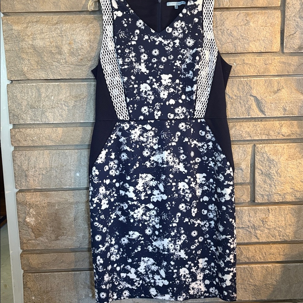 ANTONIO MELANI Navy and White Floral Dress